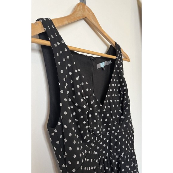 Anthropologie Eva Franco Black Clip Dot V Neck Maxi Dress Size 2 - Picture 4 of 9